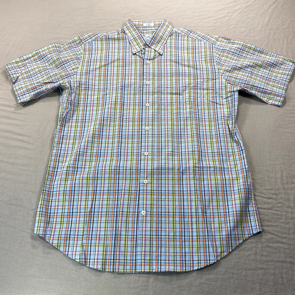 Peter Millar Shirt Adult Large Blue Plaid Button Up Preppy Casual Mens